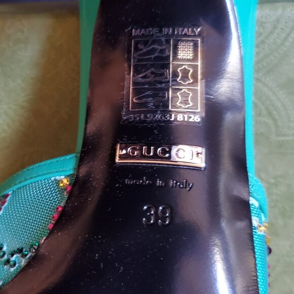 NIB Gucci blue transparent mesh crystal GG sandals IT 39 US 9 - Picture 9 of 9